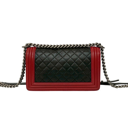 Chanel Boy CC Logo Lambskin Leather Chain Shoulder Bag Black — view 3