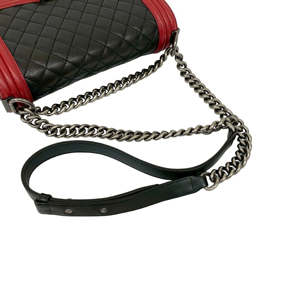 Chanel Boy CC Logo Lambskin Leather Chain Shoulder Bag Black — view 4