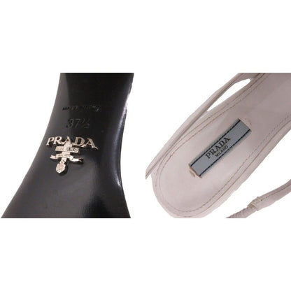 Prada Triangle Logo Sandals Pumps Slingback Patent Chunky Heel White — view 8