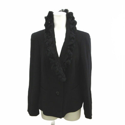 Max Mara Jacket Wool Black Tailored Ruffles 44