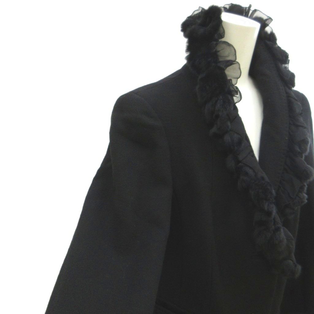 Max Mara Jacket Wool Black Tailored Ruffles 44 — view 2