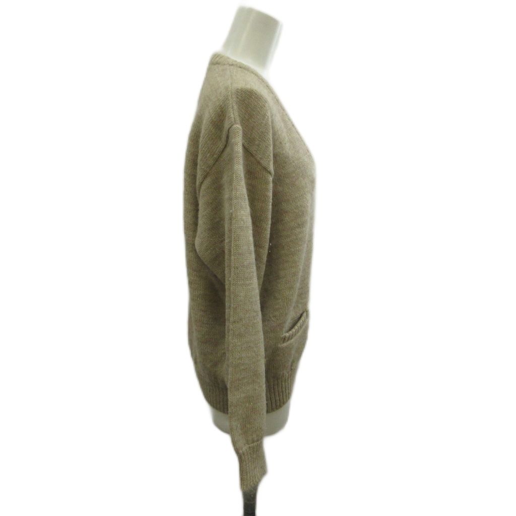 Dior Sports Vintage Cardigan V-neck Long Sleeve Pocket Wool Beige — view 3