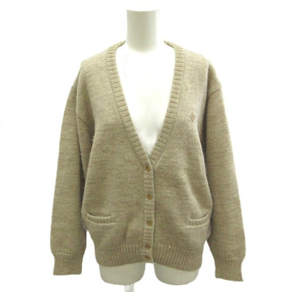 Dior Sports Vintage Cardigan V-neck Long Sleeve Pocket Wool Beige