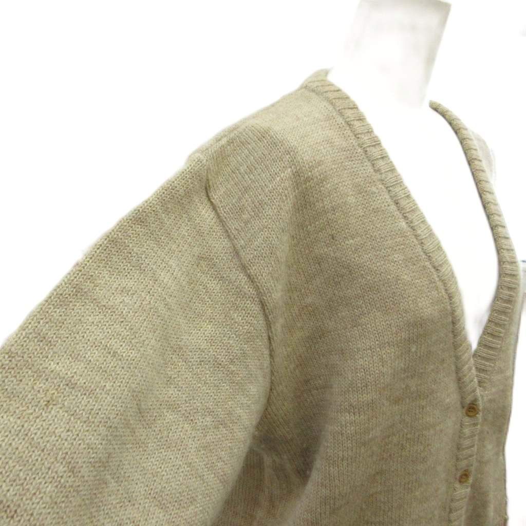 Dior Sports Vintage Cardigan V-neck Long Sleeve Pocket Wool Beige — view 2