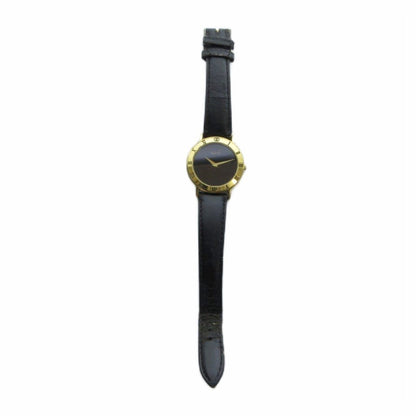 Gucci 3000.2 M Watch Quartz Leather Strap Black Dial Gold — view 3