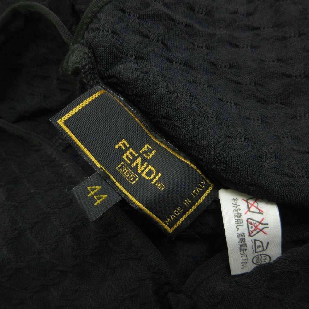 Fendi Sheer Block Check Dress V-neck Black Knee-Length Short Sleeve 44 — view 4