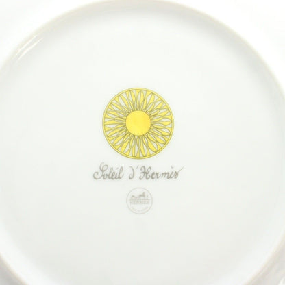 Hermes Soleil de 2 Set Dessert Plate Dish White Yellow — view 6