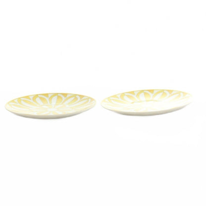 Hermes Soleil de 2 Set Dessert Plate Dish White Yellow — view 3
