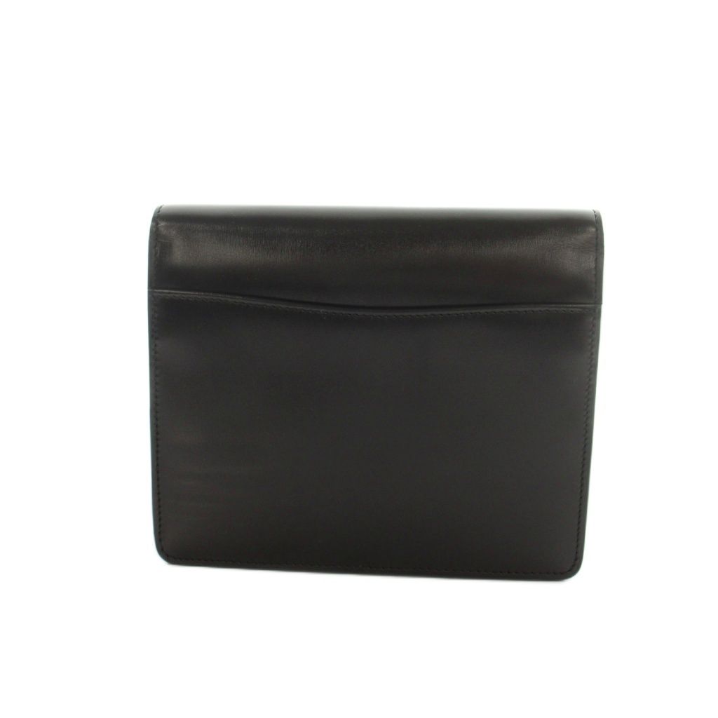 Celine Vintage Star Ball Chain Shoulder Bag Leather Flap Black — view 2