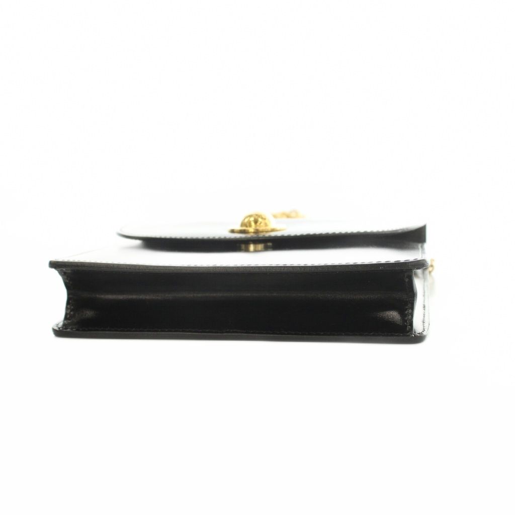 Celine Vintage Star Ball Chain Shoulder Bag Leather Flap Black — view 4