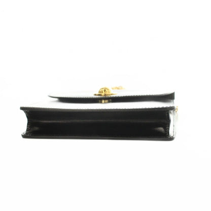 Celine Vintage Star Ball Chain Shoulder Bag Leather Flap Black — view 4