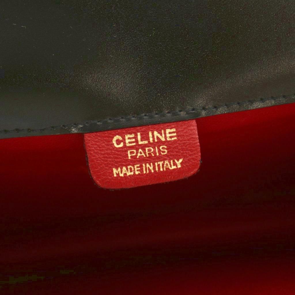 Celine Vintage Star Ball Chain Shoulder Bag Leather Flap Black — view 7
