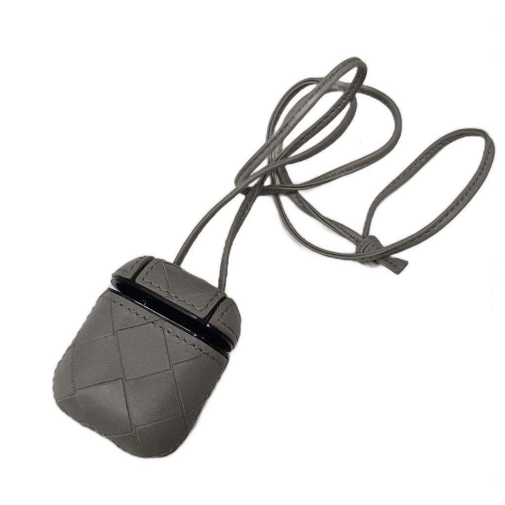 Bottega Veneta Intrecciato Airpods Case Shoulder Bag Leather Gray