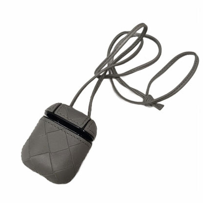 Bottega Veneta Intrecciato Airpods Case Shoulder Bag Leather Gray