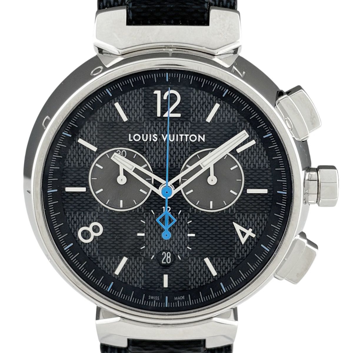 Louis Vuitton Tambour GM Damier Graphite Watch SS Quartz Gray