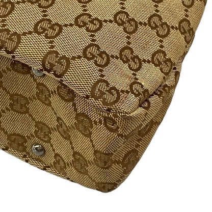 Gucci Shoulder Bag GG Pattern Beige Dark Brown Leather — view 6