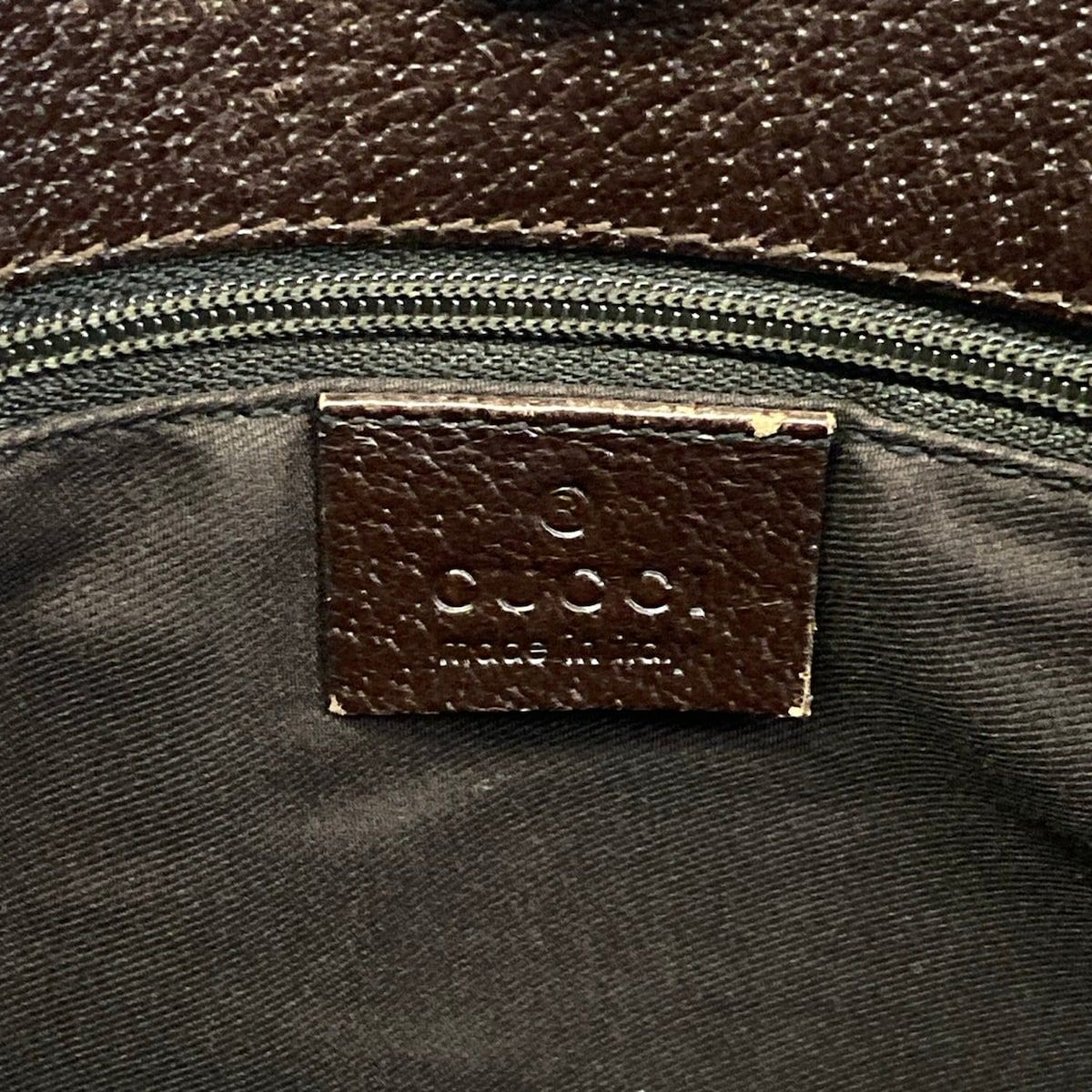 Gucci Shoulder Bag GG Pattern Beige Dark Brown Leather — view 8