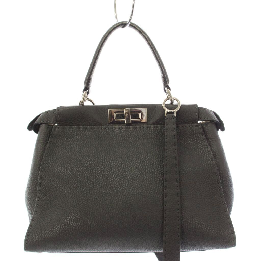 Fendi Selleria Peekaboo 2-Way Shoulder Bag Leather Gray — view 3