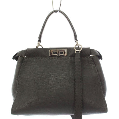 Fendi Selleria Peekaboo 2-Way Shoulder Bag Leather Gray — view 3