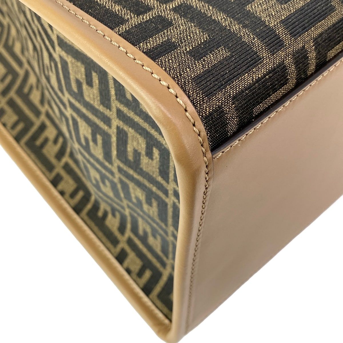 Fendi Tote Sunshine Large Zucca Pattern Dark Brown Light Leather — view 6