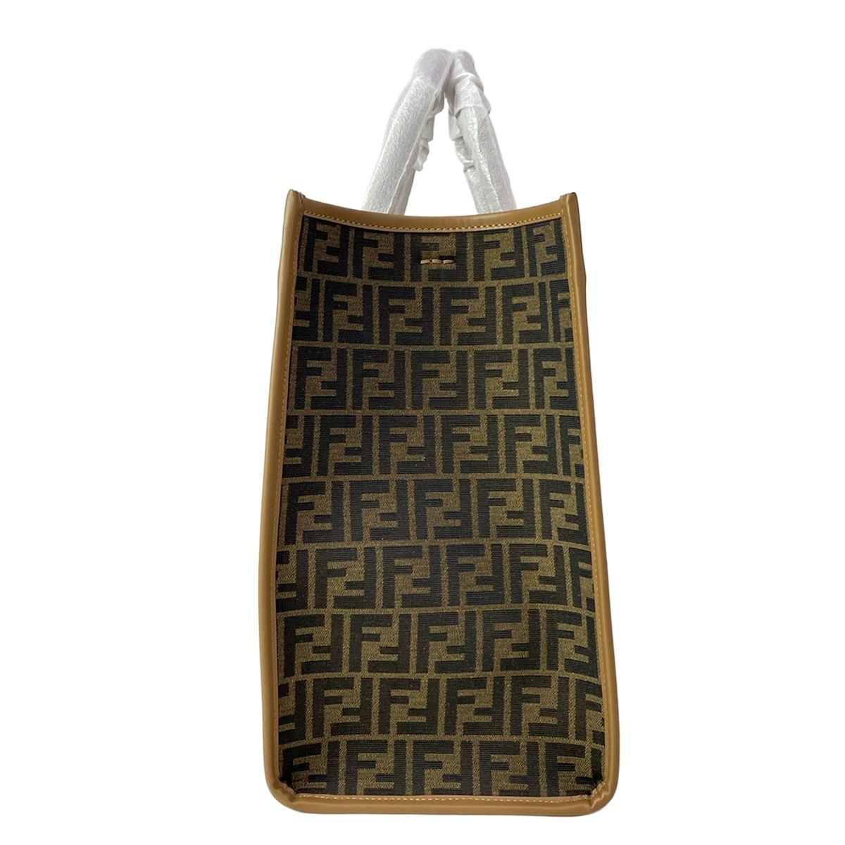 Fendi Tote Sunshine Large Zucca Pattern Dark Brown Light Leather — view 4