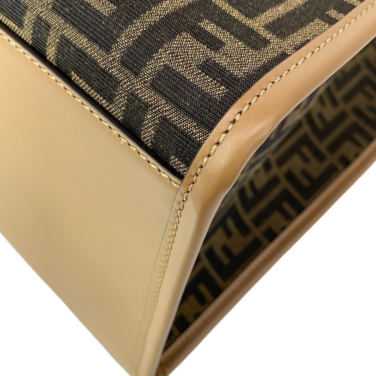 Fendi Tote Sunshine Large Zucca Pattern Dark Brown Light Leather — view 7