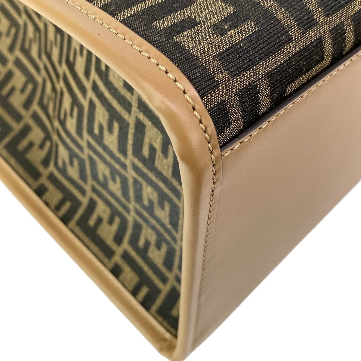 Fendi Tote Sunshine Large Zucca Pattern Dark Brown Light Leather — view 8