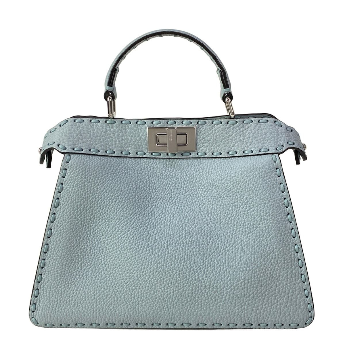 Fendi Handbag Peekaboo ISeeU Small Selleria Light Blue Leather