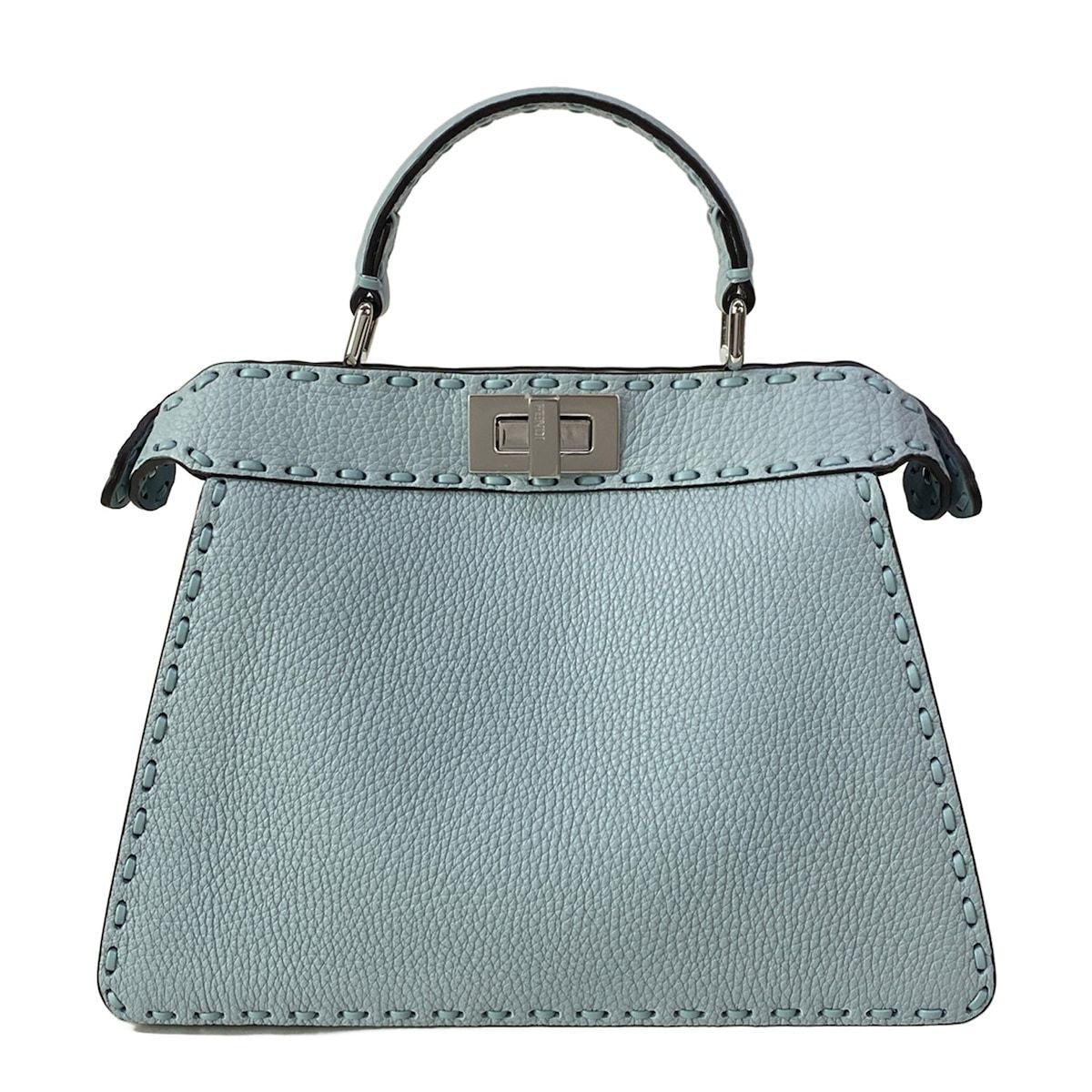 Fendi Handbag Peekaboo ISeeU Small Selleria Light Blue Leather — view 3