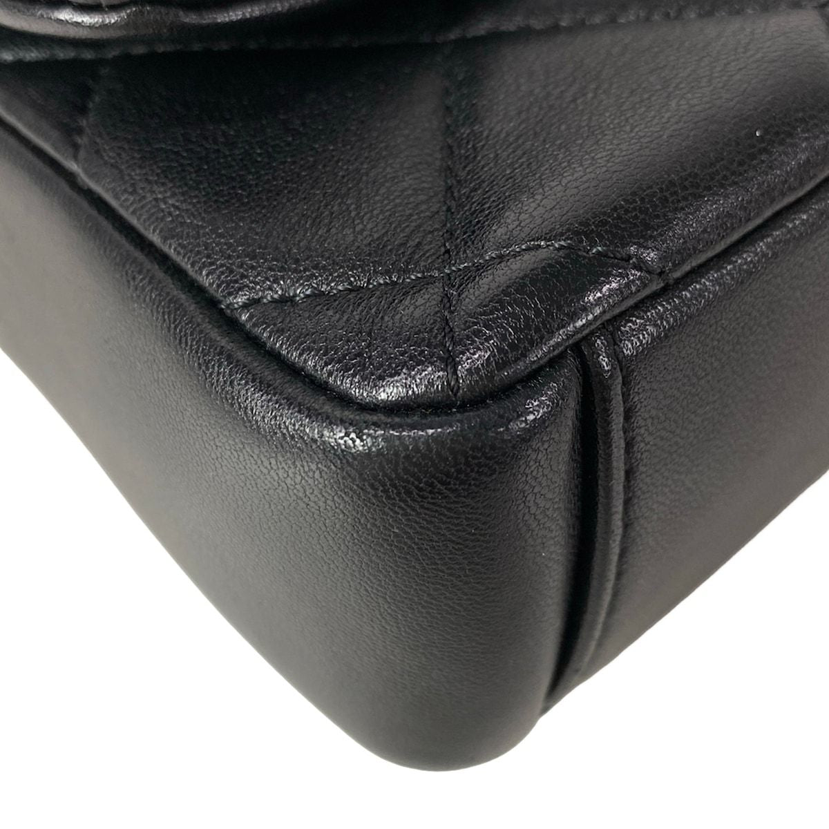 Chanel Shoulder Bag Mini Quilted Black Chain Gold Lambskin — view 6
