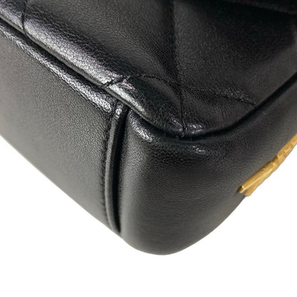 Chanel Shoulder Bag Mini Quilted Black Chain Gold Lambskin — view 7