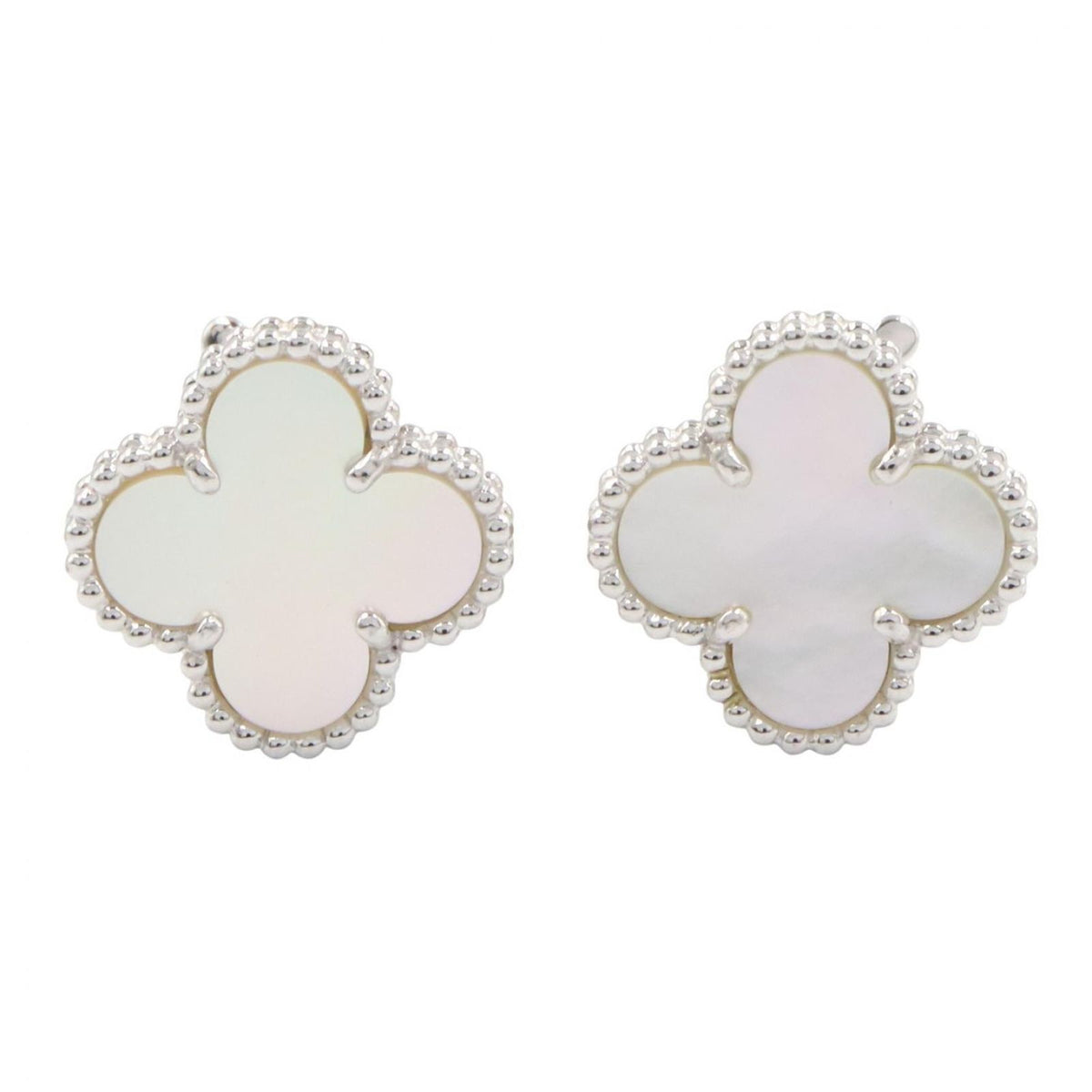 Van Cleef & Arpels Earrings Vintage Alhambra Mother of Pearl 18k White Gold