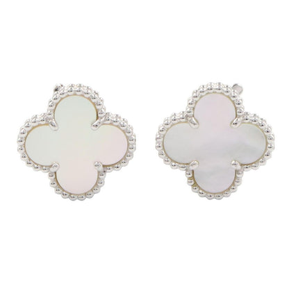 Van Cleef & Arpels Earrings Vintage Alhambra Mother of Pearl 18k White Gold