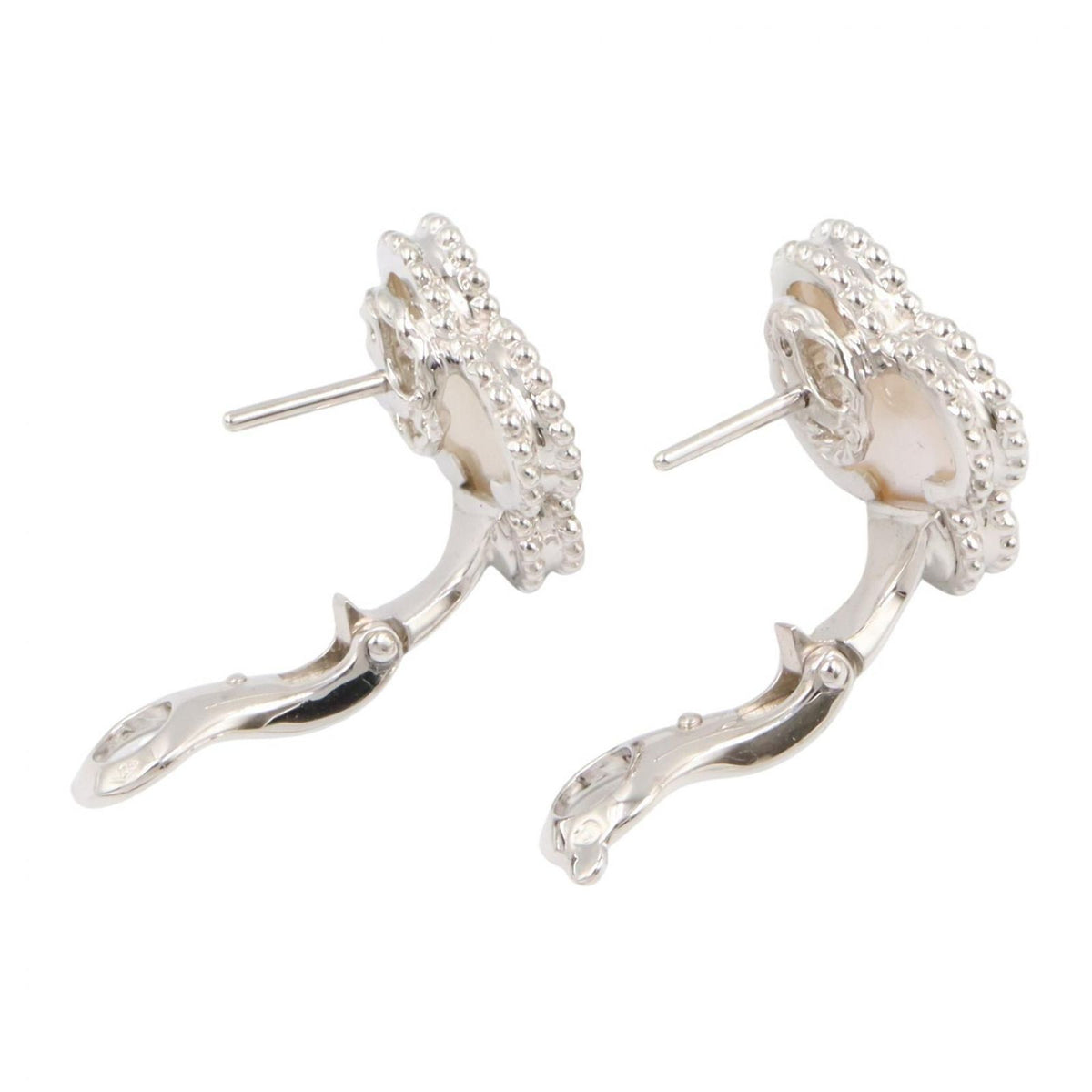 Van Cleef & Arpels Earrings Vintage Alhambra Mother of Pearl 18k White Gold — view 3