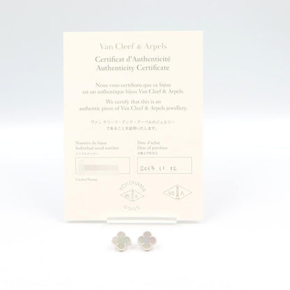 Van Cleef & Arpels Earrings Vintage Alhambra Mother of Pearl 18k White Gold — view 5