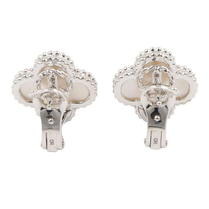 Van Cleef & Arpels Earrings Vintage Alhambra Mother of Pearl 18k White Gold — view 2