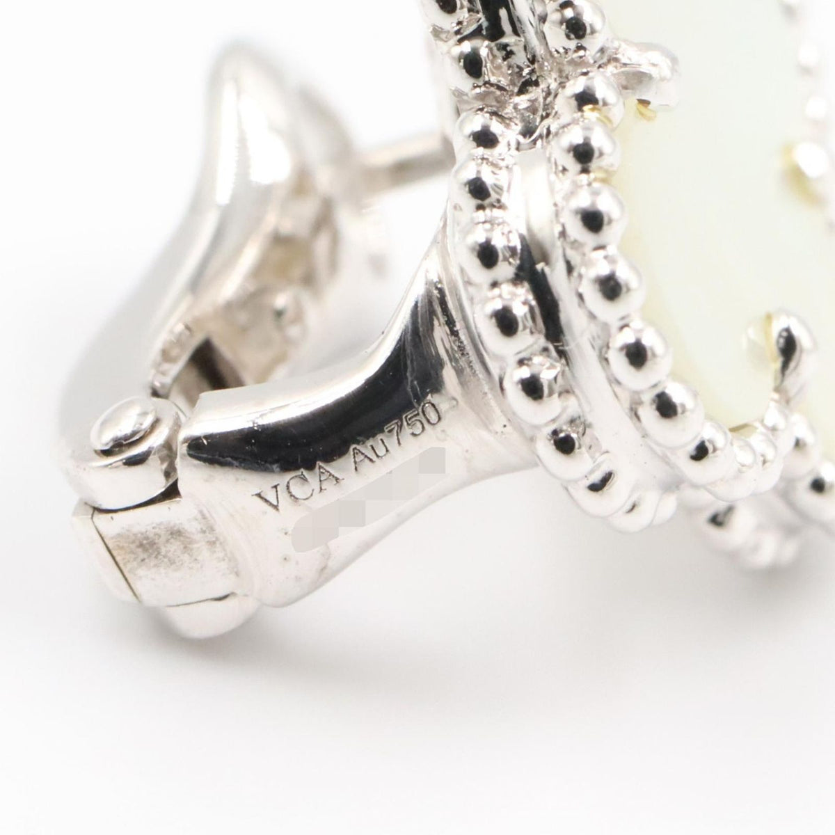 Van Cleef & Arpels Earrings Vintage Alhambra Mother of Pearl 18k White Gold — view 4