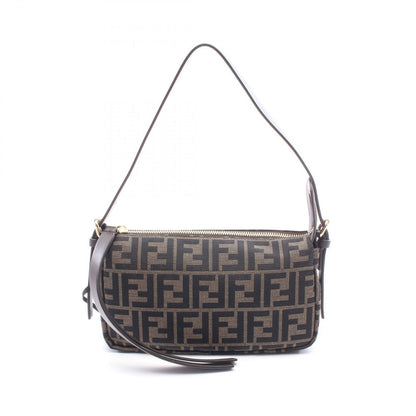 Fendi Shoulder Bag Zip Top Small Canvas Leather