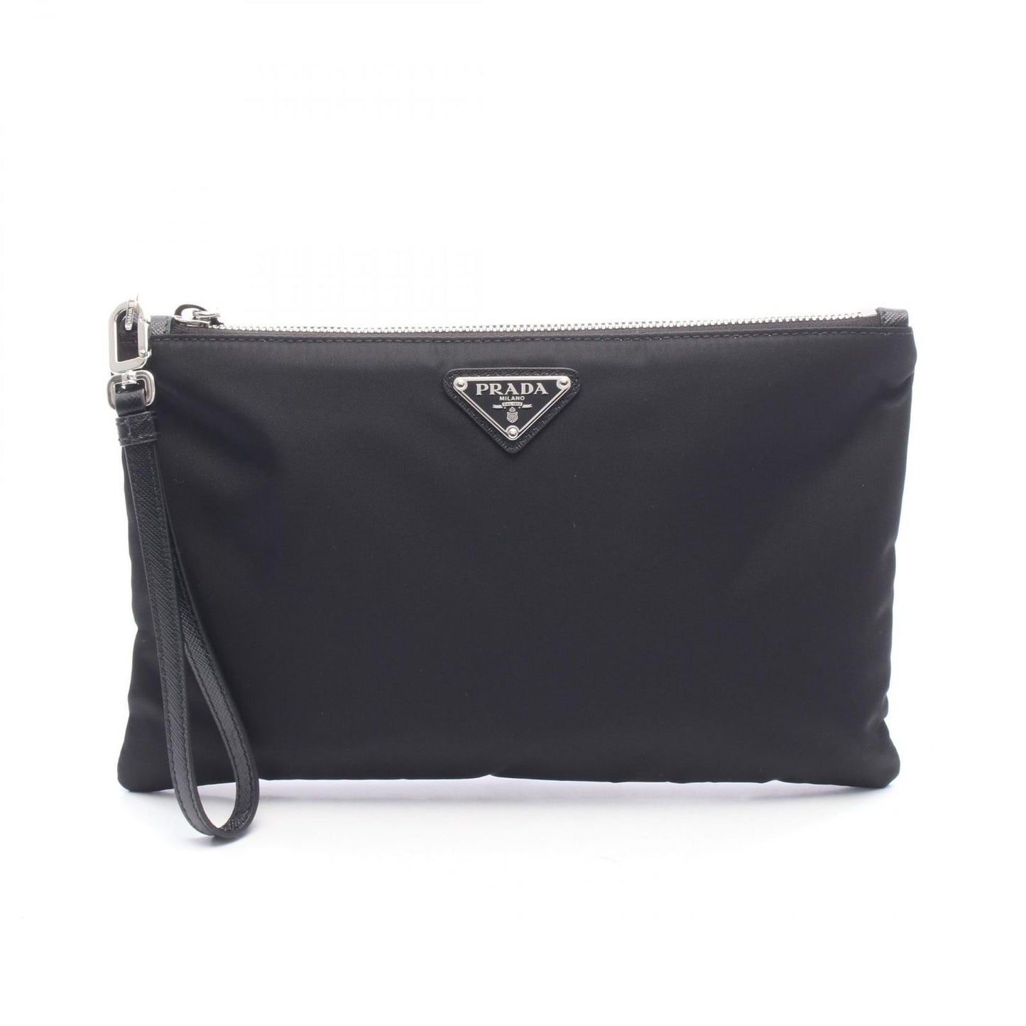 Prada Clutch Triangle Logo Nylon Leather