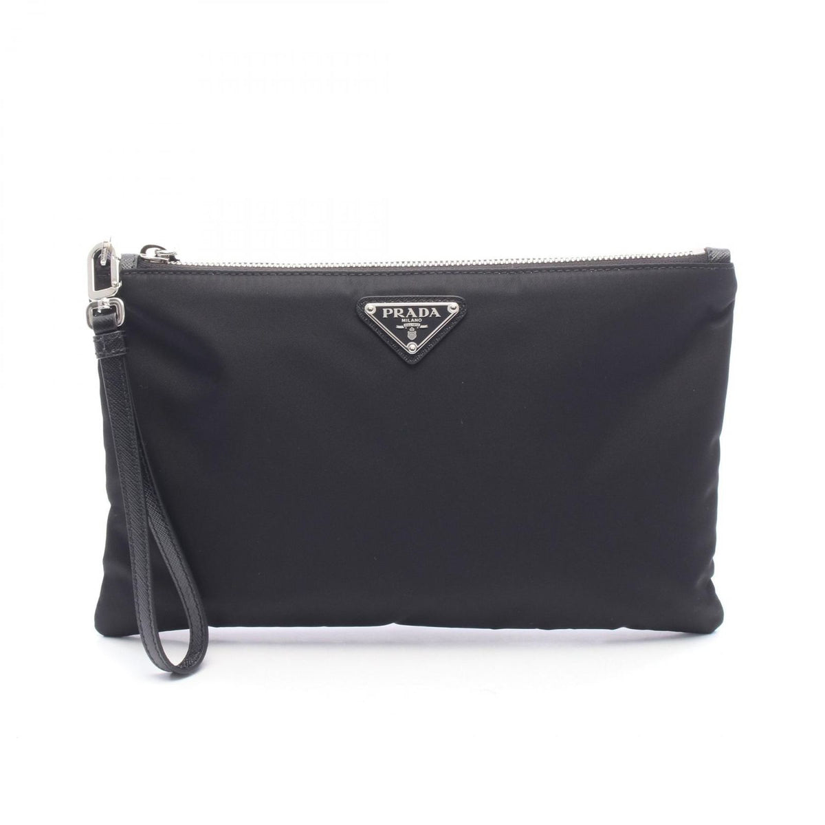 Prada Clutch Triangle Logo Nylon Leather