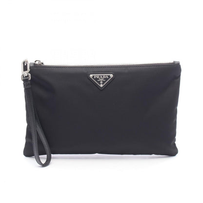 Prada Clutch Triangle Logo Nylon Leather