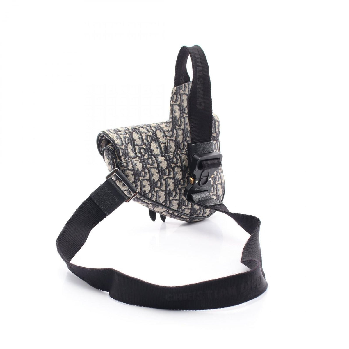 Dior Waist Bag Saddle Oblique Ivory Navy Canvas Leather Mini — view 2
