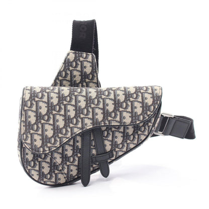 Dior Waist Bag Saddle Oblique Ivory Navy Canvas Leather Mini