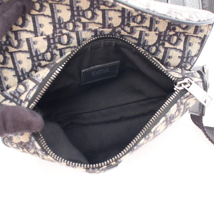 Dior Waist Bag Saddle Oblique Ivory Navy Canvas Leather Mini — view 3
