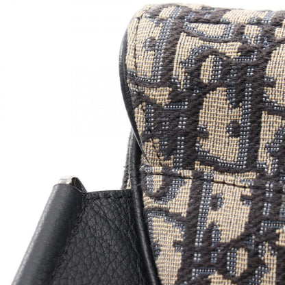 Dior Waist Bag Saddle Oblique Ivory Navy Canvas Leather Mini — view 7