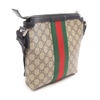 Gucci Shoulder Bag GG Supreme Web Stripe Flat Messenger Beige Brown Black — view 2
