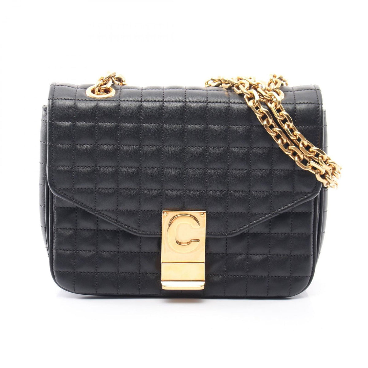 Celine Shoulder Bag C Small Black Leather C Chain