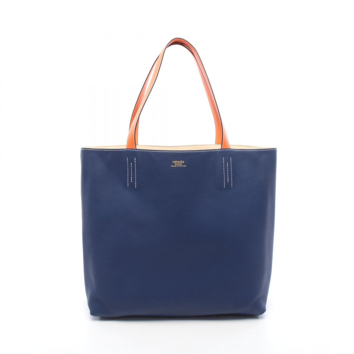 Hermes Tote Double Sens 36 Blue Saphir Nata Orange 36