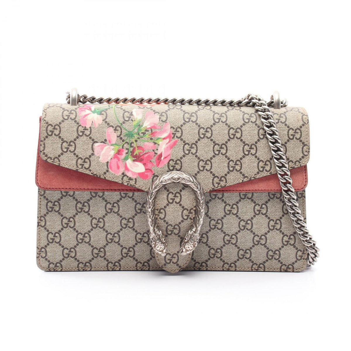Gucci Shoulder Bag Dionysus GG Blooms Beige Brown Multi Suede Chain Medium