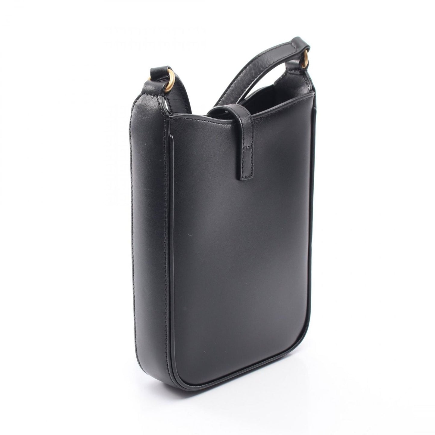 Saint Laurent Paris Shoulder Buckle 5 a 7 Mini Vertical Black Leather — view 2
